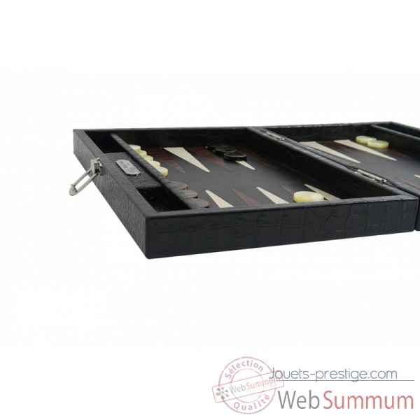 Backgammon charles cuir impression crocodile medium noir -B58L-n -5