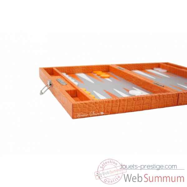 Backgammon charles cuir impression crocodile medium orange -B58L-o -3