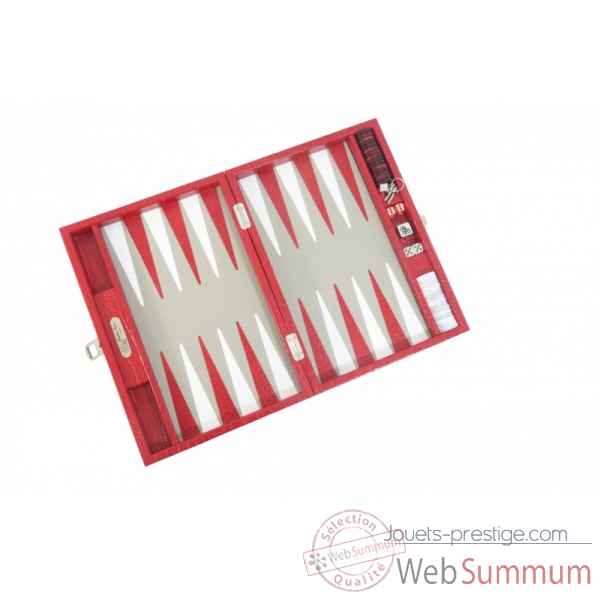 Backgammon charles cuir impression crocodile medium rouge -B58L-r -4