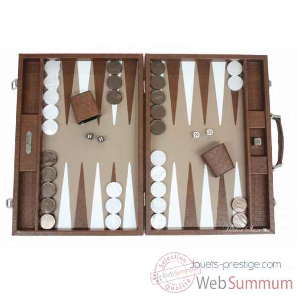 Backgammon noe cuir natte competition chocolat -B667-c