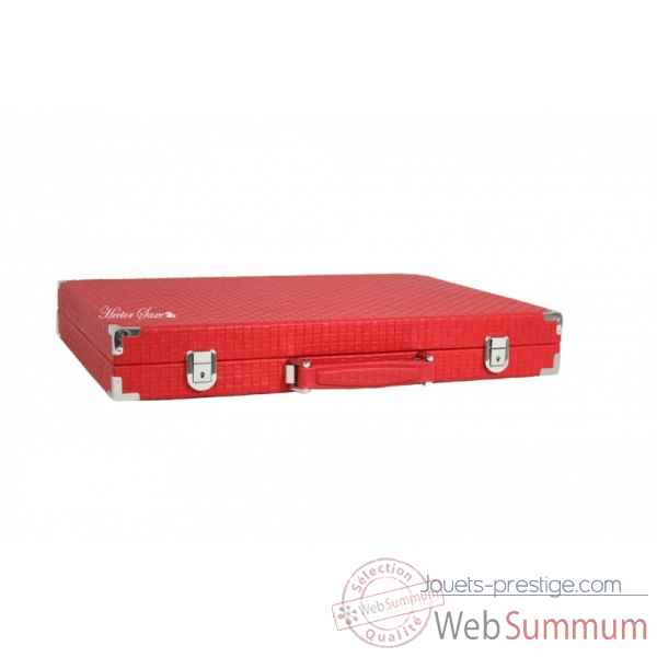 Backgammon noe cuir natte competition rouge -B667-r -2
