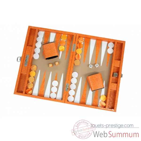 Backgammon noe cuir natte medium orange -B67L-o -1