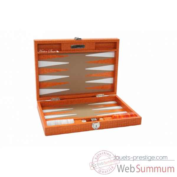 Backgammon noe cuir natte medium orange -B67L-o -2