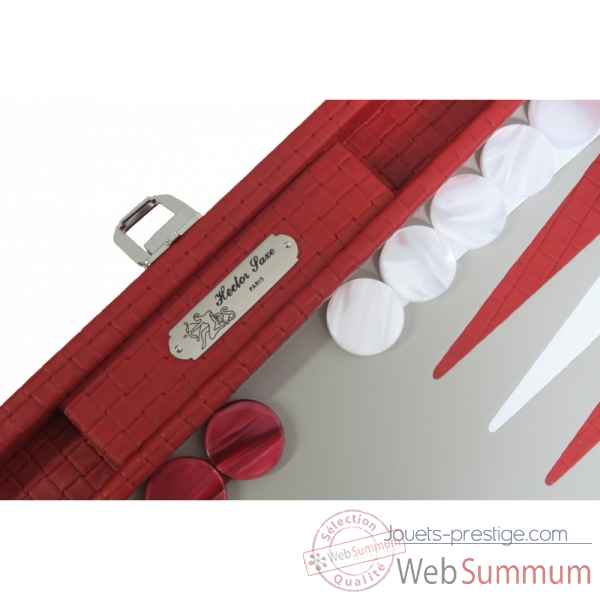 Backgammon noe cuir natte medium rouge -B67L-r -2