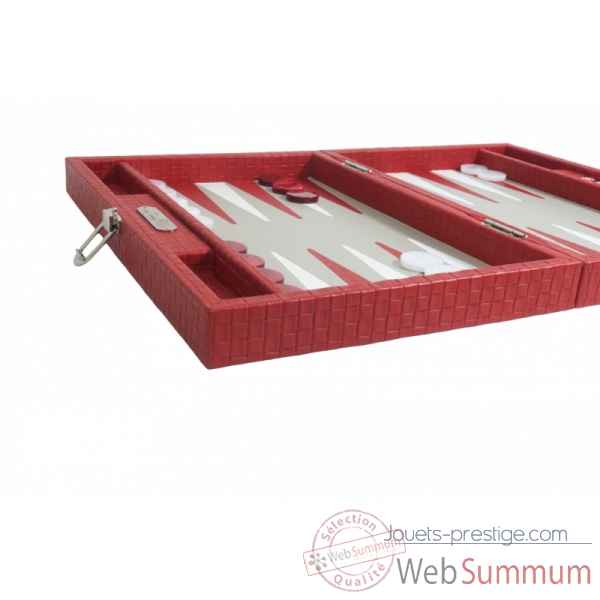 Backgammon noe cuir natte medium rouge -B67L-r -3