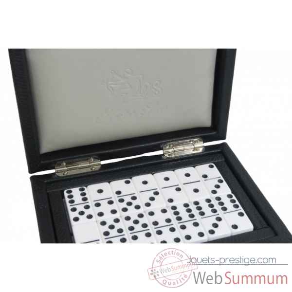 Coffret dominos cuir buffle noir -DOM01-n -1