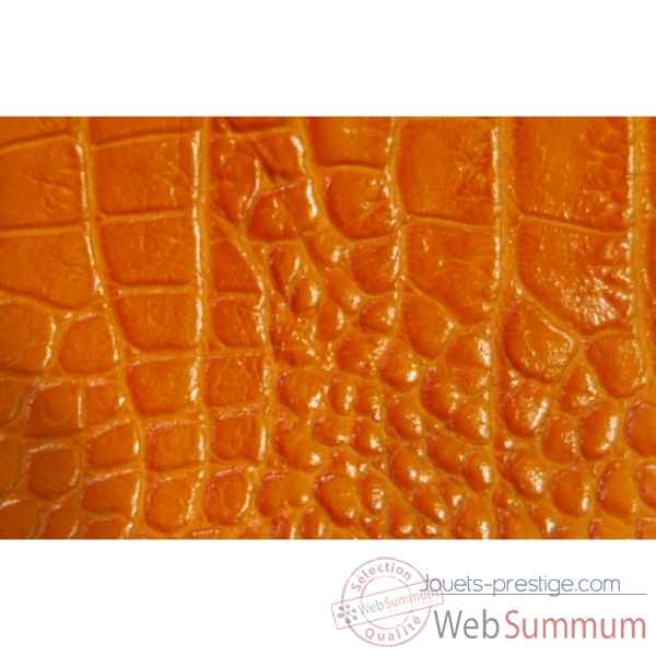 Coffret dominos cuir impression crocodile orange -DOM02-o -3