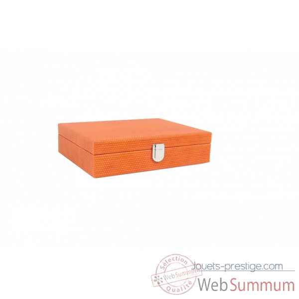 Coffret poker cuir couture orange -C806C-o -4