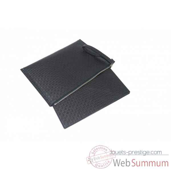 Pochette de backgammon paloma cuir natte noir -BP103C-n -1