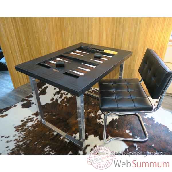 Table de backgammon cuir alligator noir -TAB1007C-n