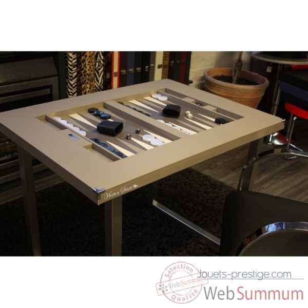 Table de backgammon cuir buffle grise -TAB1001C-g