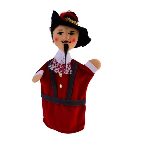 Marionnette a main mousquetaire rouge classic 30 cm tete en tissus Kersa -14074