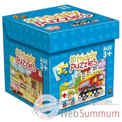 Puzzles 1er age 10 en 1 ferme, vehicules King Puzzle BJ04701