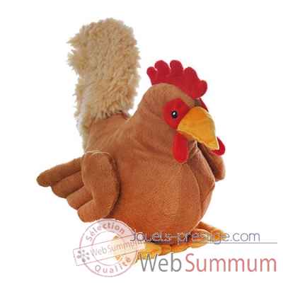 Peluche coq charles, 25 cm -marron Les Petites Marie -RET0COQCHA