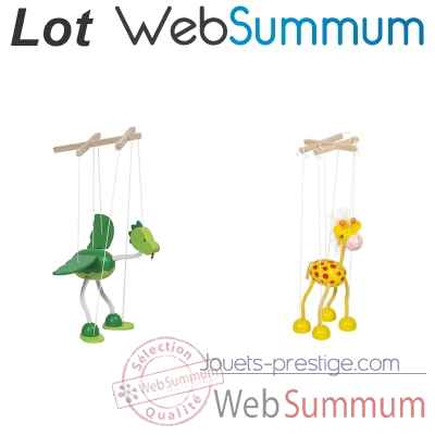 Lot de Marionnettes a fils Goki en bois dinosaure et girafe -LWS-314