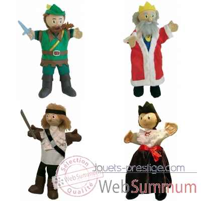 Lot marionnette a main Robin des bois, le roi, le corsaire et zleta -LWS-522