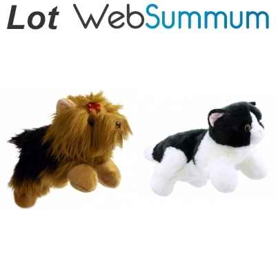 Lot 2 marionnettes a main chat et chien -LWS-402