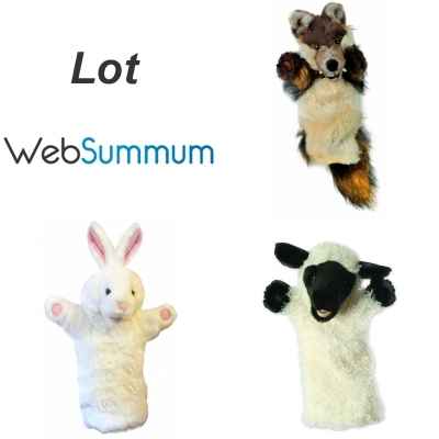 Lot 3 marionnettes a main gant animaux en peluche -LWS-418