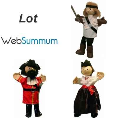Lot 3 poupees, marionnettes a main, pirates -LWS-481