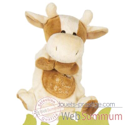 Peluche Histoire d'ours marionnette pantin Vache marron et beige - HO1168