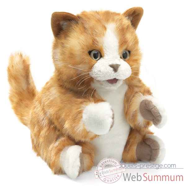 Marionnette Peluche Chaton Brun Orange Folkmanis -2845 -1