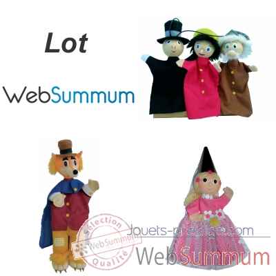 5 marionnettes a main en tissus Pinocchio, Geppeto, Cricket, Renard, Fee -LWS-519