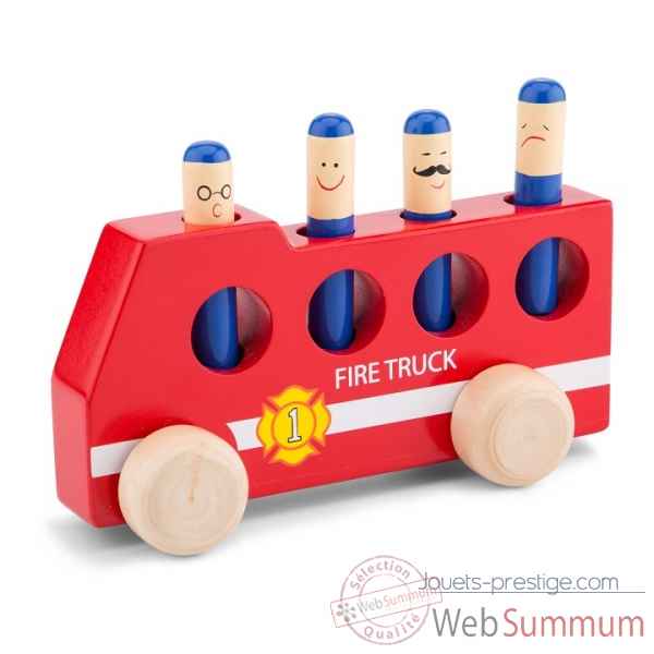 jouet en bois pop up - camion de pompiers -10546