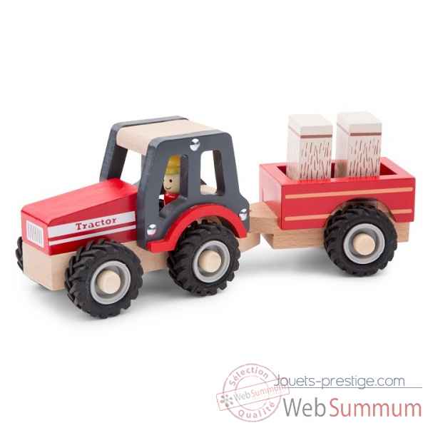 jouet en bois tracteur avec remorque - hay stacks -11943