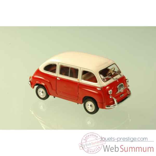Fiat 600 multipla rouge et blanc 1963 Norev 770052