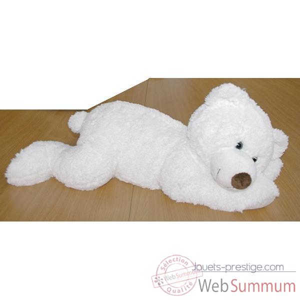 Peluche Histoire d'Ours Les Calin'Ours Ours blanc allong� grand mod�le 60cm -HO1370