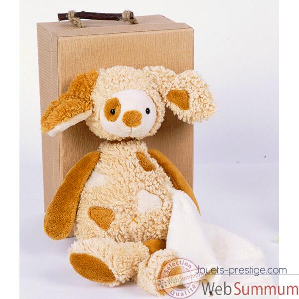 Peluche Mon doudou en balade, doudou chien avec porte doudou jean -ho1319