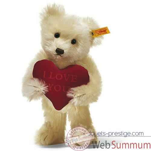 Peluche Steiff Ours Teddy I love you mohair creme -st002892