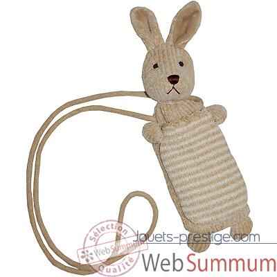 Les Petites Marie - Peluche collection maille chenille, Porte telephone lapin