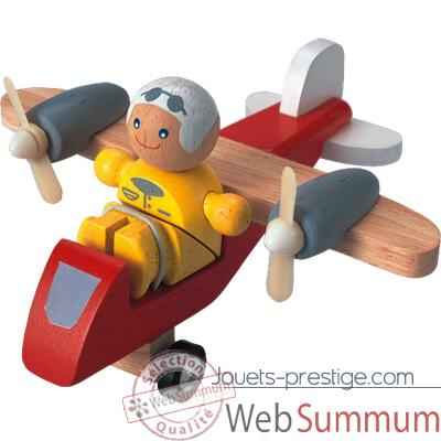 Avion de tourisme et pilote en bois - Plan Toys 6046
