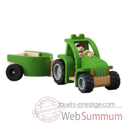 Tracteur avec remorque jouet en bois plantoys 7146