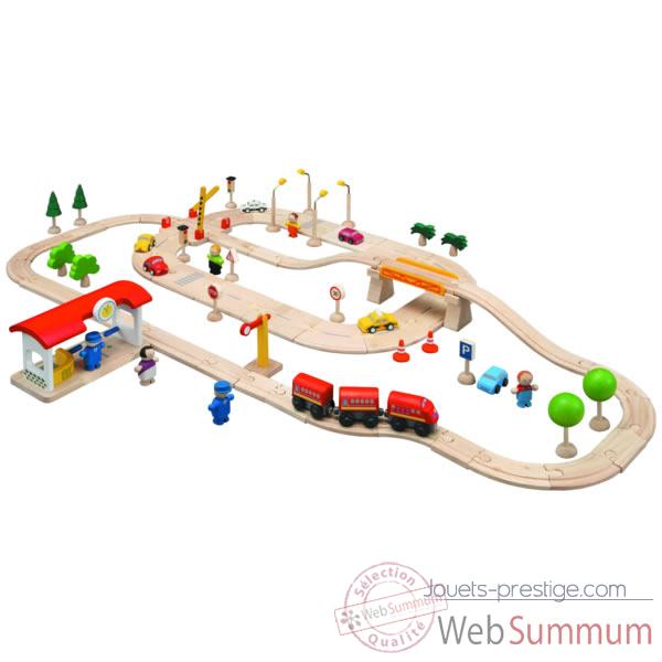 Circuit Routes et Rails 80 PlanToys -6090