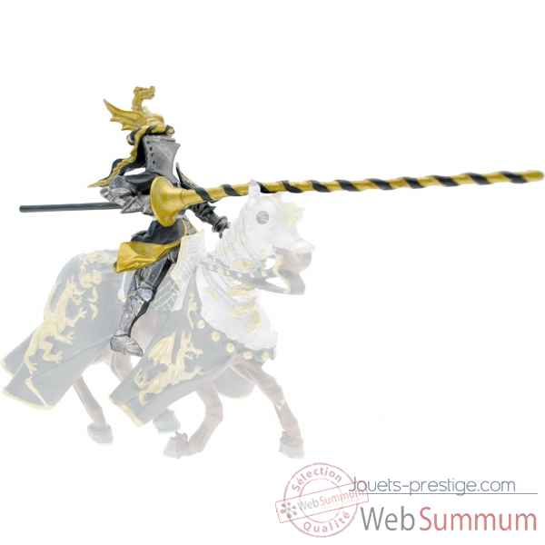 Collection les dragons chevalier cimier dragon, noir et or ( cavalier) figurine sans chevalet Figurine Plastoy 62035