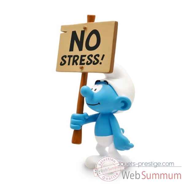 Figurine de collection schtroumpf avec pancarte : no stress bd - collectoys -149