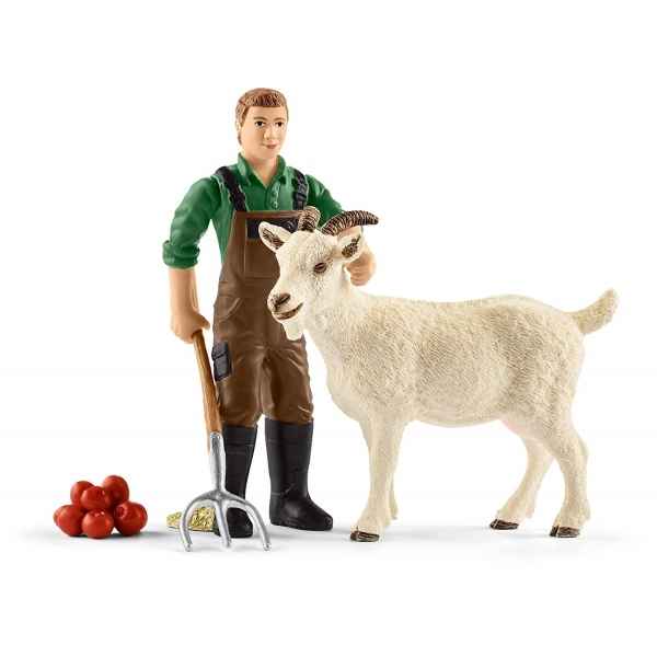 Figurine fermier avec chevre schleich -42375