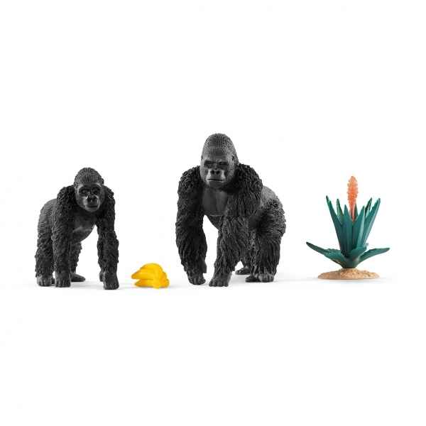 Figurine gorilles en quete de nourriture schleich -42382