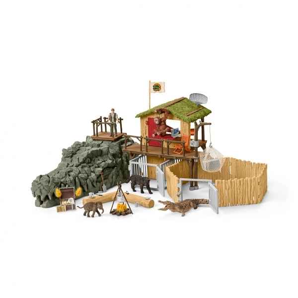 Figurine station de recherche croco dans la jungle schleich -42350