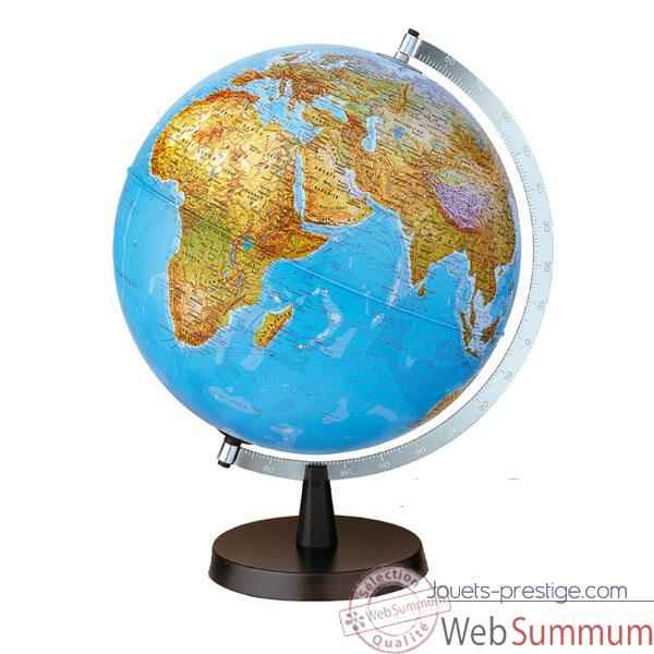 Globe de bureau Aqua B - Globe géographique lumineux - Cartographie double effet : physique éteint, politique allumé - diam 30 cm - hauteur 42 cm