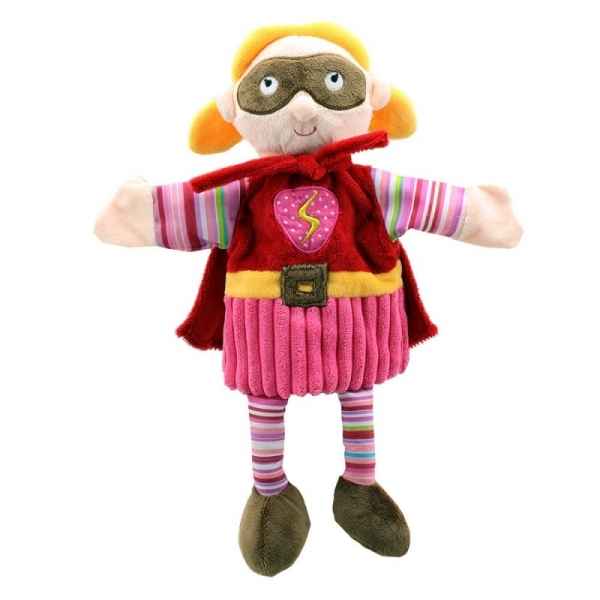 Marionnette a main super hero fille rose en tissus the puppet company histoire -PC001902
