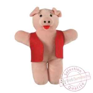Marionnette a doigts cochon (veste rouge) -PC002189 The Puppet Company