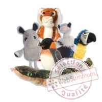 Marionnette a doigts lot de 6 animaux du zoo -PC002030 The Puppet Company