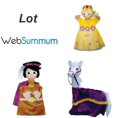 Trio marionnette traditionnelle en tissus Princesse Jaune, le Prince et son cheval -LWS-380