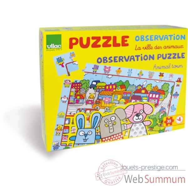Grand puzzle d\\\'observation en carton la ville des animaux vilac -2514