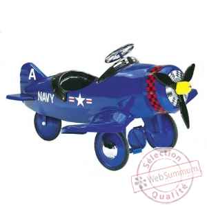 Porteur avion en metal a pedales bleu corsair AF-002